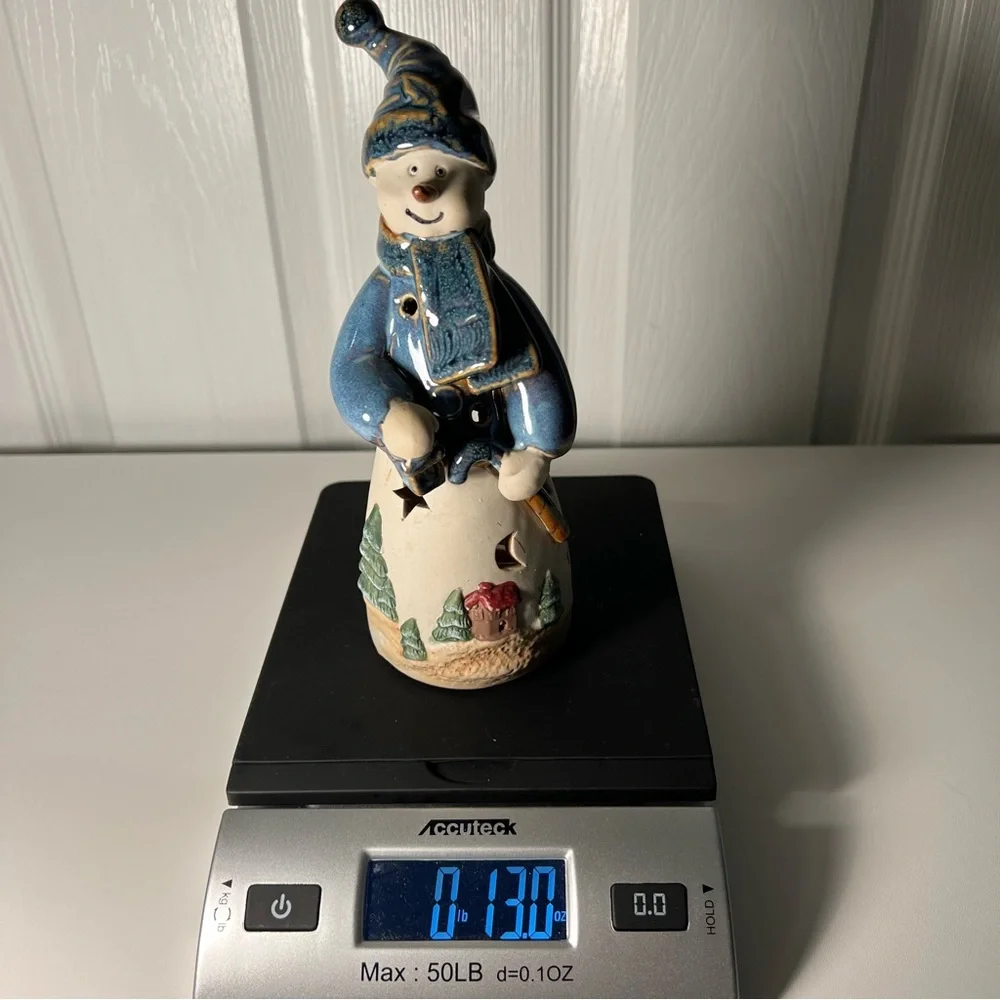 Precious Snowman Votive Candle Holder Blue Hat‎